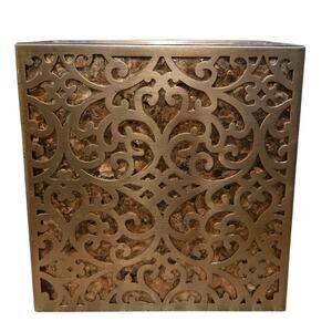 Bed Bath & Beyond Caprice Tissue Cover Rose Gold Filigree Flower Design Metal